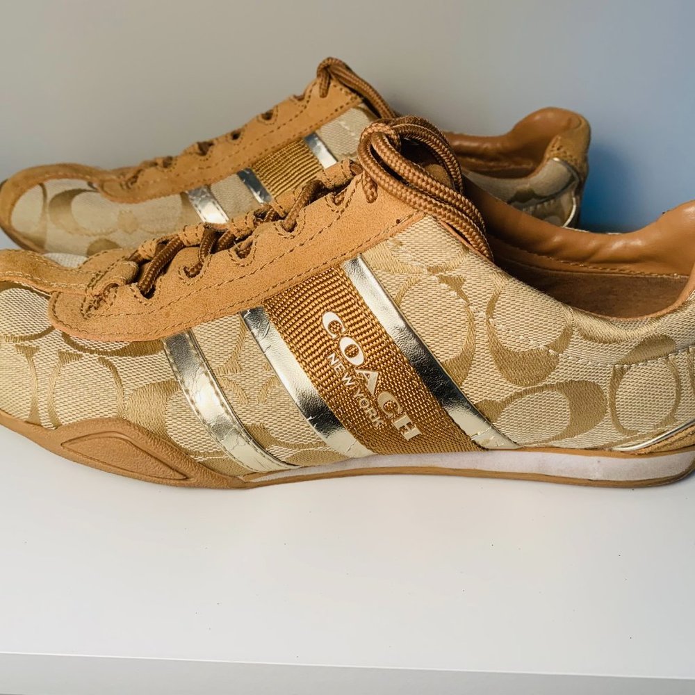 Coach | Gold & Tan Remonna Canvas Sneakers